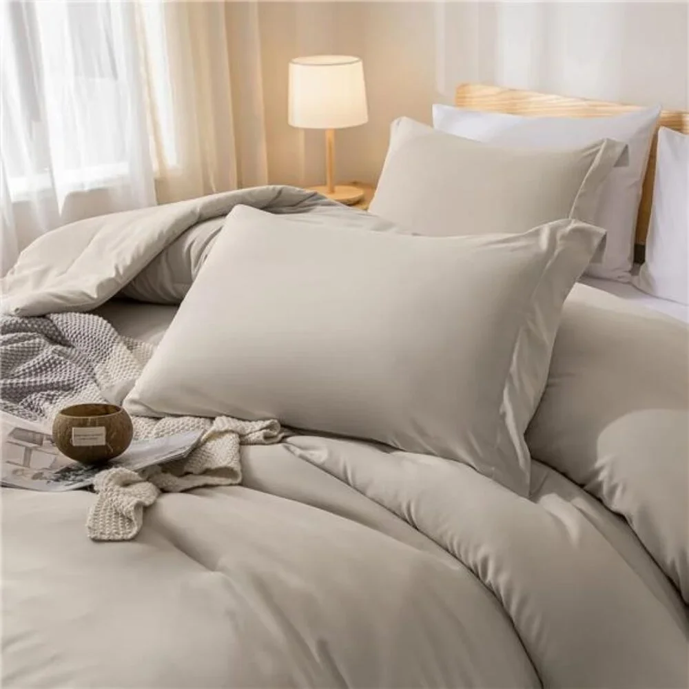 Queen Comforter Set 7 Pieces Oatmeal Comforters Queen Size Soft Fluffy Bedding